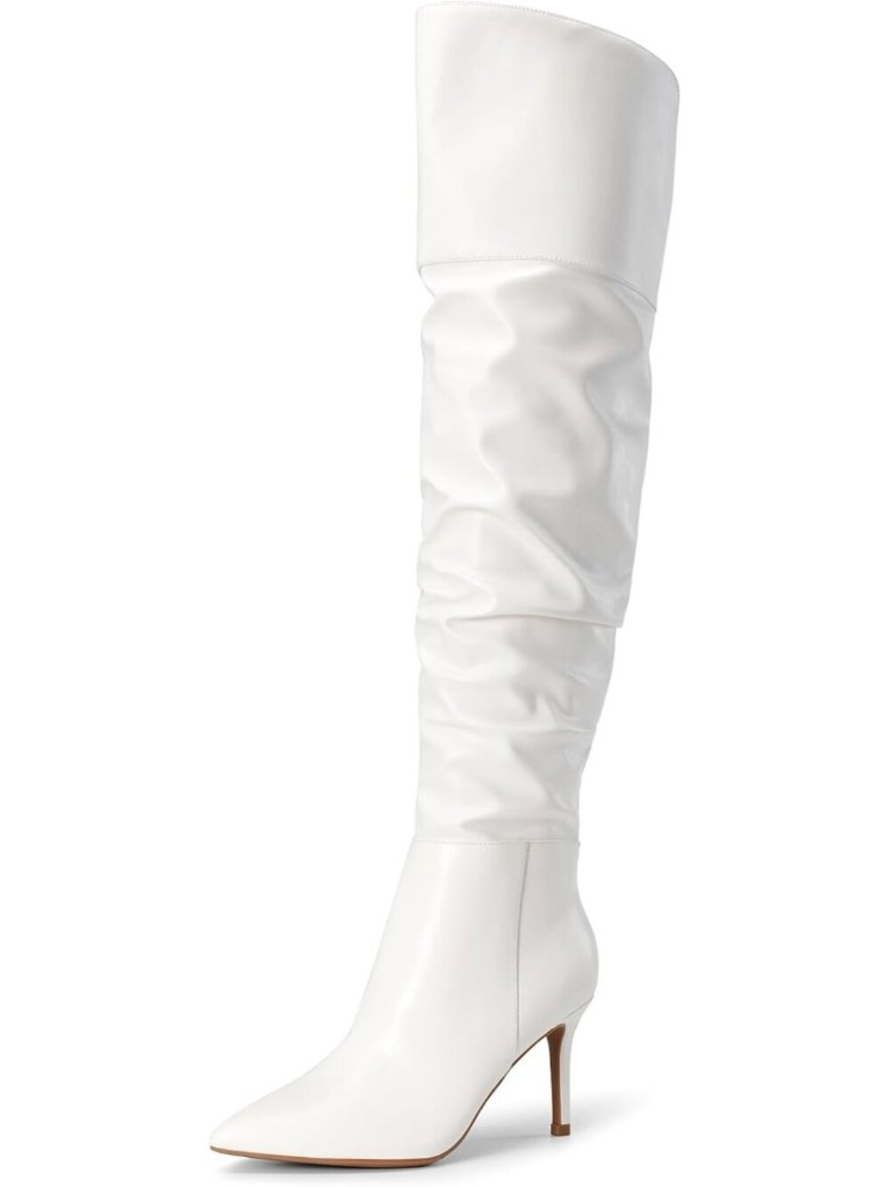 DREAM PAIRS Women's White-Suede Over the Knee Thigh High Tall Boots Pointed Toe